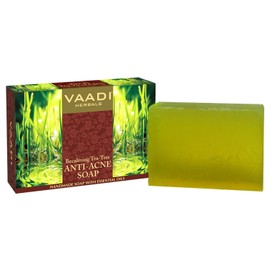 Vaadi Herbals Tea Tree Oil Bath Bar Soap with Clove Oil - Handmade Herbal Soap with 100% Pure Essential Oils - ALL Natural - Each 2.65 Ounces - Pack of 6 (16 Ounces)