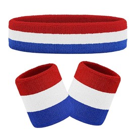 Set of 3 Sweatband Set Sports Headband Thick Solid Color Sweatband Set Athletic Cotton Sweatbands for Sports(1 Headband + 2 Wristbands)