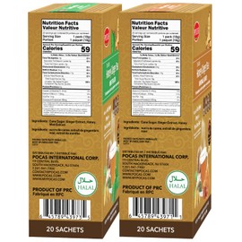 Pocas Honey Ginger Instant Tea Powder, Original & Mint Variety 2-Pack, Ginger Extract & Real Honey, Caffeine-Free Tea, 20 Packets per Box