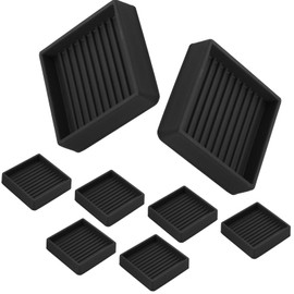 suiwotin 8pcs 2" Caster Cups, Rubber Caster Cups, Non Skid Furniture Grippers, Square Furniture Pads Floor Protectors for Bed Sofa Table Chair (Black)