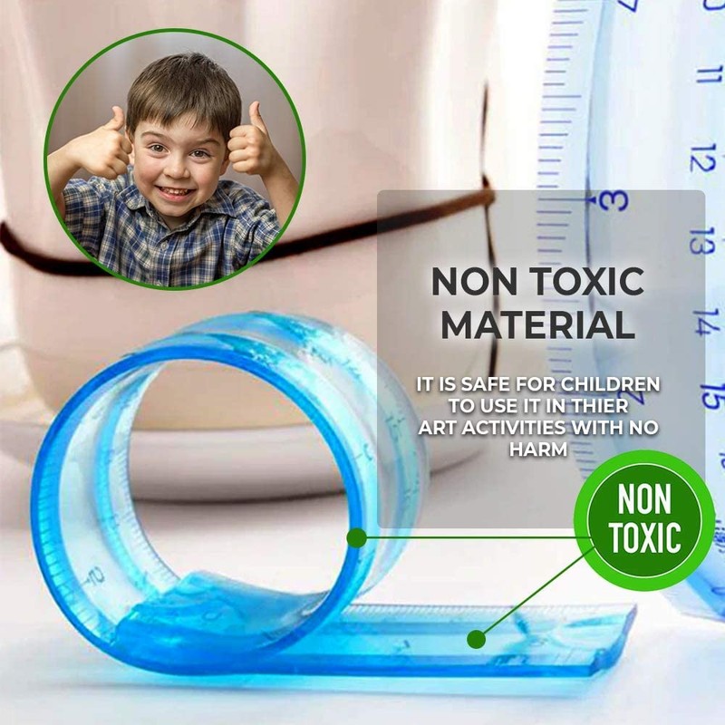 Flexible Ruler 3 Pack - 30cm Translucent Shatterproof Flexi -