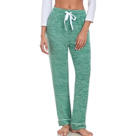 Viakeo Womens Pajama Pants Wide Leg Lounge Pants Knitted Sleep Pants High Waist Trousers With Pockets S-3XL