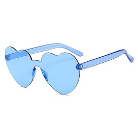 RUNHUIS Heart Sunglasses Rimless Love Heart Shape Glasses for Women Girls Candy Colour Party Sunglasses (Blue), blue