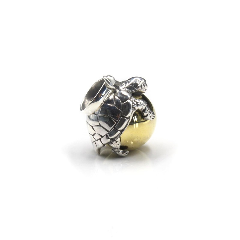 Solid Sterling Silver Turtle Harmony Ball Chime Pendant, Harmony Bola