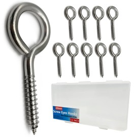 Allkeen 10 PCS Stainless Steel 3.2 Inch Screw Eyes Hooks Screw Eye Bolts, 200 Lbs Capacity