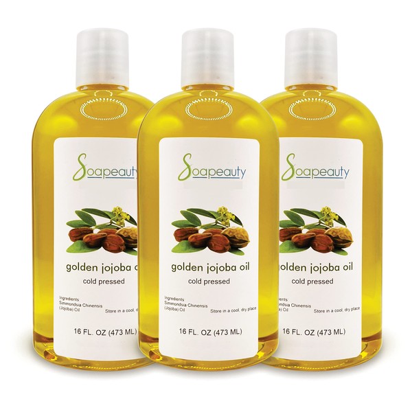 Soapeauty JOJOBA Oil | 100% Natural Golden Jojoba Oil | Jojoba Oil Cold Pressed | Carrier for Essential Oils, Jojoba Oil for Skin, Face & jojoba Oil for Hair Growth Massage (48 OZ)