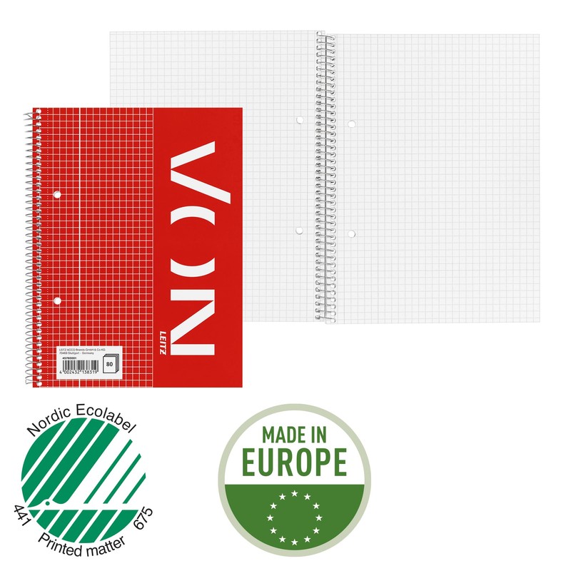 Leitz College Notepad A5 Squared Pack of 5 Notepad with