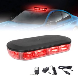OPP ULITE Red Led Strobe Lights Rmote Control Rechargeable Wireless Battery, 17 Flashing Mode, High Low Brightness, 72-Led, 12inch Beacon Roof Top Flash Warning Lights for Vehicles Trucks, 1PC Pack