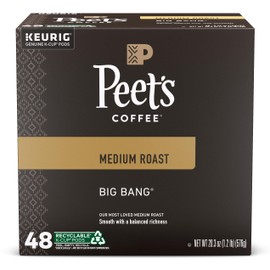 Peet's Coffee, Medium Roast Keurig K-Cup Pods - Big Bang 48 Count (1 Box of 48 Pods)