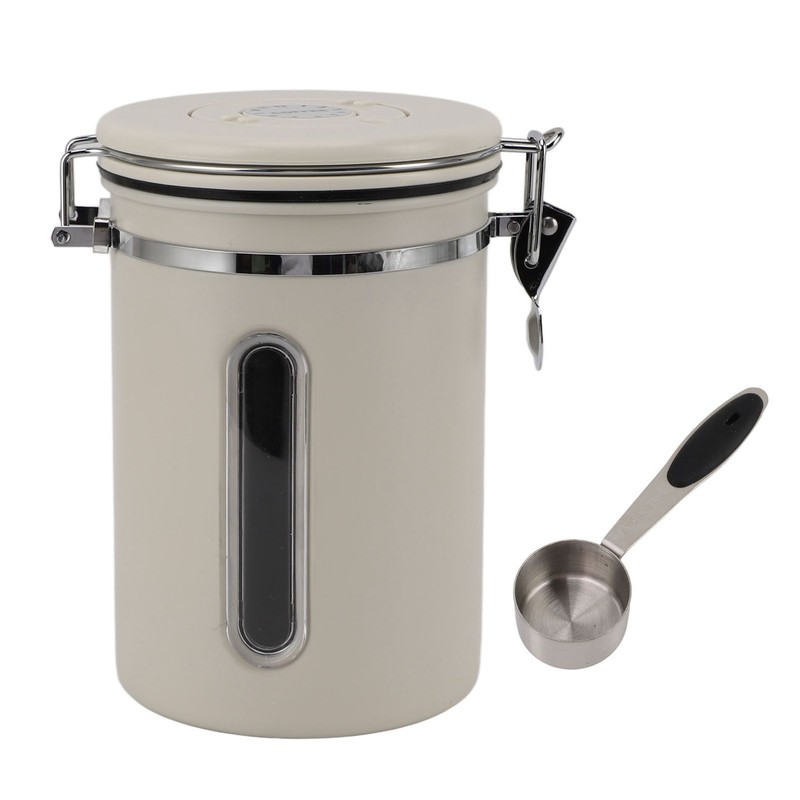 Coffee Canister 1800ml 304 Stainless Steel Window Design One Way