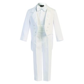 OLIVIA KOO Boy's Classic Ring Boy Signature Tuxedo Set with Tail White