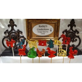 Handmade Vintage Clear Toy Candy, Barley Lollipops - 13 Count