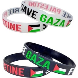 QRH Free Palestine Bracelets Silicone Palestine Gaza Flag Bracelets Free Palestine Rubber Wristbands Save Gaza Support Palestine Jewelry-4PCS Whit+Black