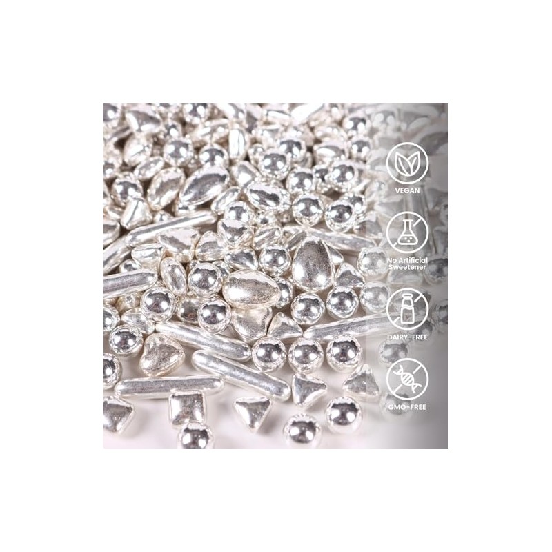 Sprinkles Silver Premium 100 grs,| Presentacion Frasco Transparente de 100grs,