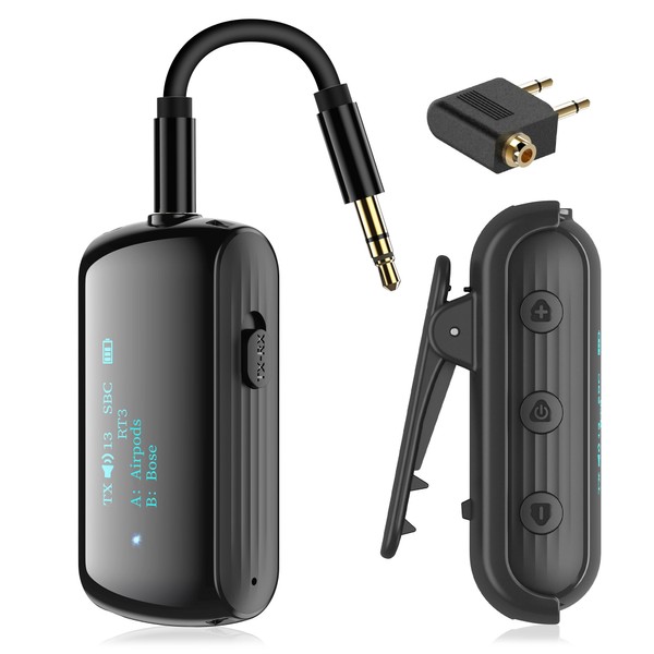 YOCOWOCO Bluetooth Transmitter Receiver for 2 AirPods/Headphones, Flight Bluetooth 5.2