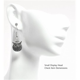 Owl – Artsy Great Horned Owl –15.5x12.5mm - Tibetan Silver charm dangle earrings. Hypoallergenic Stainless-Steel Fishhook or Silver Plated Ball-Post, or Clip-on Earrings Opt.
