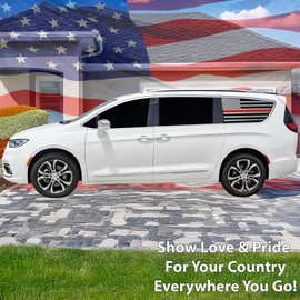 BOGAR TECH DESIGNS Precut Quarter Window American Flag Vinyl Decal Sticker Compatible with Chrysler Pacifica 2017-2025 (Chrysler Voyager 2020-2025), Thin Red Line