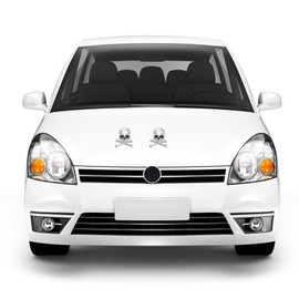 BESPORTBLE 3D Skull Metal Skeleton Sticke decal Emblem Badge for Car Motorcle Stickers 2 Pcs Motorbike Bumper Motorcycle Decor Silver Aluminium