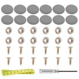 Set of 12 Grey Leather Snap Upholstery Buttons Fit for Tufting Furniture Bed Sofa Chair, Car Seat RV Roof Headliner Interior Cloth Fixing with Installation Tool