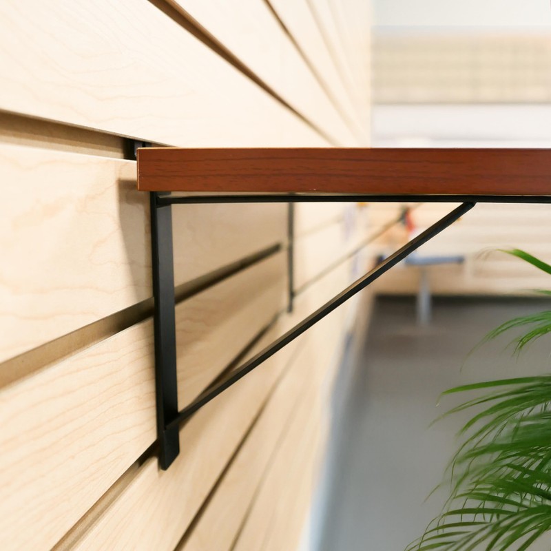 12" Black Heavy Duty Slatwall Shelf Bracket with Support &