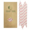 Light Pink and White Striped Paper Straws, Blush Pink White Stripe Paper Straws Disposable, 7.75 Inches, Pack of 100