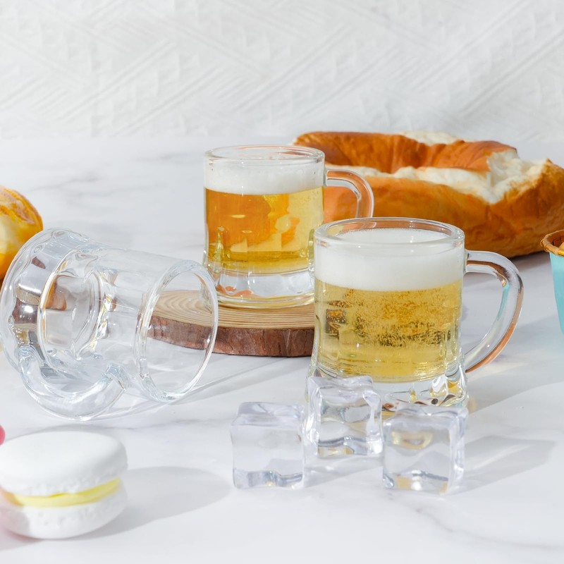 ZYFLSIYU 6 Pack 2 oz Mini Beer Mug Shot Glasses