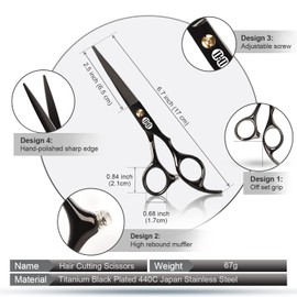 Hair Cutting Scissors Shears Kit, CIICII Professional Hairdressing Scissors Set (Hair Beard Trimming Shaping Grooming Thinning Shears) for Men Women Pets Home Salon Barber Cutting Kit
