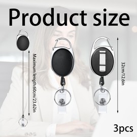 3PCS Lanyard Retractable Strong and Wear Resistant Extendable Key Chain with Carabiner Belt Clip and Key Ring Anti Lost Retractable Keychain for Holding ID Badges Keys Key Fobs and More