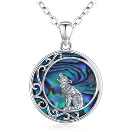 Eusense Elephant / Wolf Necklace Pendant 925 Sterling Silver Pendant Animal Jewellery Gift for Women Ladies Girls Mother's Day Father's Day, Sterling Silver, Moon