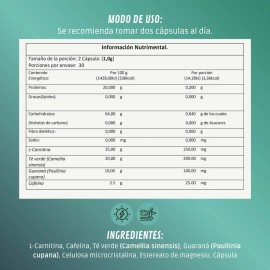 BDM-LIFE L-Carnitina Cpsulas con Cafena T Verde Guaran Sin Sabor 60 Unidades                                                                          