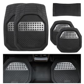 DORGKIRA Tapetes para Auto 5 Piezas, Universal y Cortable | Alfombrillas de PVC, Impermeables, Antideslizantes, Alta Protección, Fácil Limpieza
