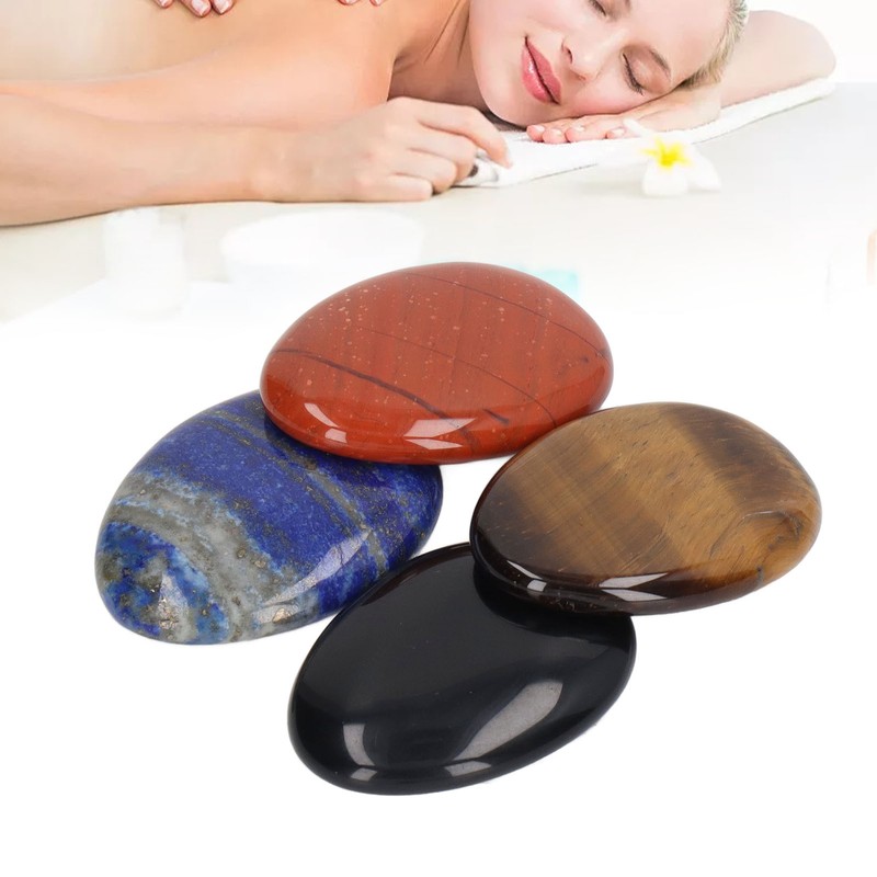 4Pcs Thumb Worry Stone Stress Relief Meditation Small Portable Oval