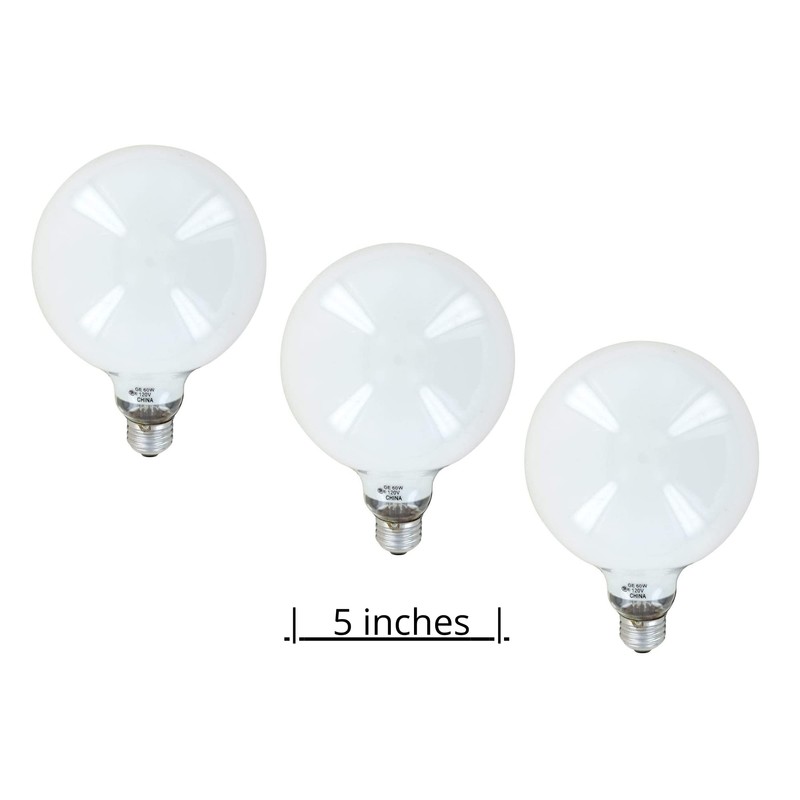 White Globe Light Bulb, 60-Watts, 5-In.-Diameter