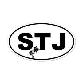 STJ Saint John Virgin Islands Beach Beauty Oval Vinyl Car Bumper Window Sticker 3" x 2"