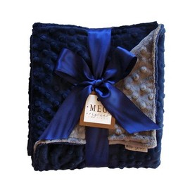 MEG Original Minky Dot Baby Boy Blanket Navy/Charcoal 374