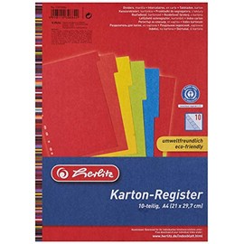 Herlitz A4 Manila Cardboard Index 10 Sheets 5 Assorted Intensive Colours