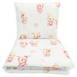 Baby's Comfort Bedding Set Duvet Cover (90 x 120 cm) + Pillowcase (40 x 60 cm), Pink Rabbit