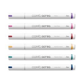 COPIC acrea Set of 6 Deep Paint Markers with Water and Pigment-Based Ink, Line Width 0.8-1.2 mm