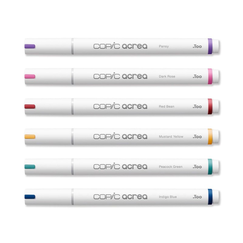 COPIC acrea Set of 6 Deep Paint Markers with Water