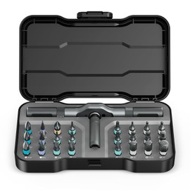 Juego de destornilladores magnéticos 24 en 1, kit de destornilladores de carraca AMIR, herramienta de reparación de precisión con mango de carraca desmontable, juego de destornilladores pequeños de