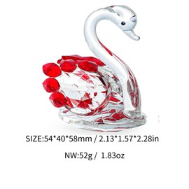 JATYFING Crystal Swan Decor Glass Figurine for Home Symbol of Love (Pink)
