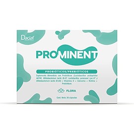 PROMINENT FLORA Probióticos para Restaurar la Microbiota Con Vitamina D, Cúrcuma, Biotina  Prebióticos Caja de 30 Cápsulas                            