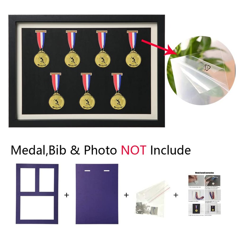 Shadow Box for Medals, Race Bibs, and Photos Display -