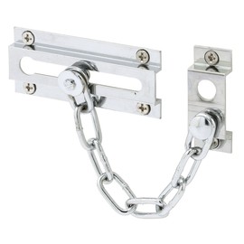 Prime-Line MP4298 Chain Door Lock, 3-5/16 In., Solid Extruded Brass, Chrome-Plated, 6 In. Chain (Single Pack)