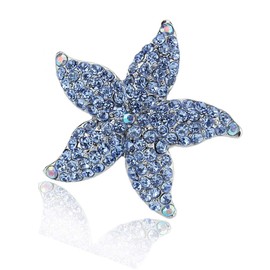 Decorative Hair Clip Starfish Rhinestone Crystal Hair Barrette, 1pc, Aqua