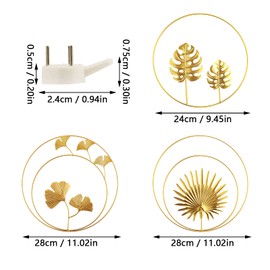 Pack of 3 Wall Sculptures Gold Wall Pictures 3D Wall Decoration Gold Living Room Round Ornament Wall Hanging Metal Wall Decoration for Bedroom Aisle Office Decoration (with 5 Seamless Nails)