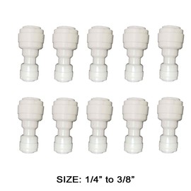 Malida 1/4inch Tube to 3/8inch Tube Push fit Straight Quick Connect for RO Water System (10, I-TT-0203)