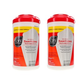 Sani Professional - No-Rinse Sanitizing Multi-Surface Wipes - Food Code Compliant - Perfect for Cleaning - P66784 (2 Pack, 175 Wipes Each)