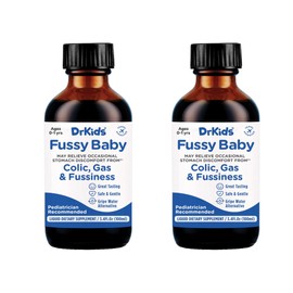 DrKids Fussy Baby Liquid Dietary Supplement, Gripe Water Alternative, 3.4 Fl. Oz. (100 ml) 2 Pack