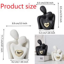 WADY Estatua de Abrazo para Pareja, Cifras de Corazón Dorado, Escultura de Arte Abstracta, Decoración del Hogar, Decoración de Recámara, Regalos Románticos para Boda San Valentín Aniversario (Negro)